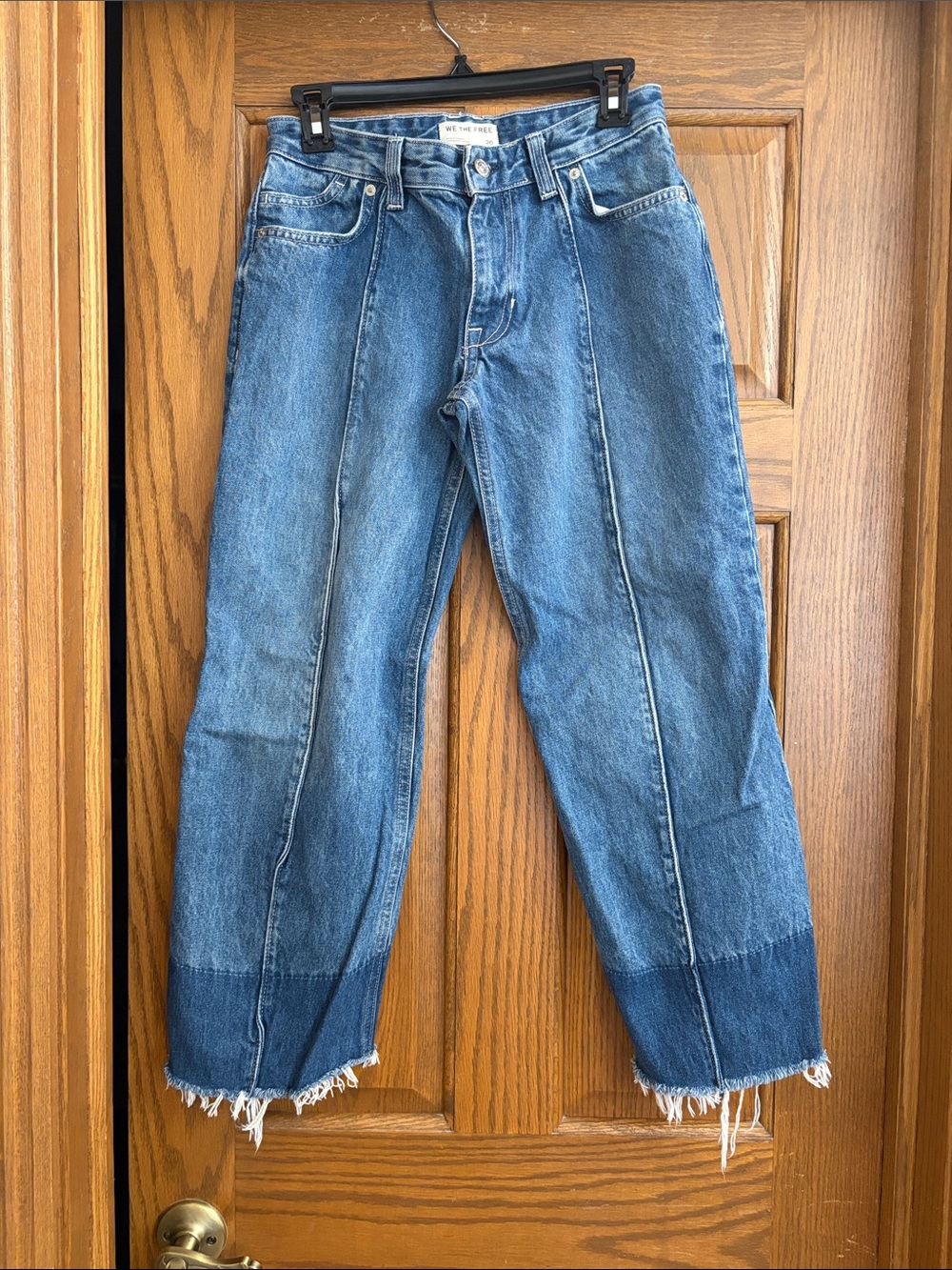 Free People We The Free Jinx Low Rise Crop Jeans Boho Coastal Raw Hem Size 26